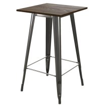 Fuzion Wooden Bar Table Square With Gun Metal Frame