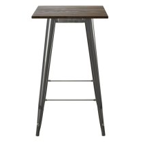 Fuzion Wooden Bar Table Square With Gun Metal Frame