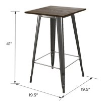 Fuzion Wooden Bar Table Square With Gun Metal Frame