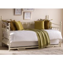 Vandana Metal Day Bed In Stone White