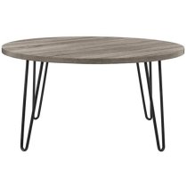 Owes Wooden Coffee Table Round In Distressed Grey Oak