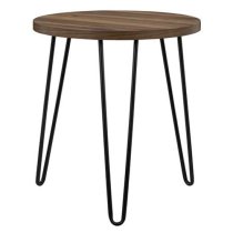 Ojai Wooden Round Side Table With Black Legs In Florence Walnut