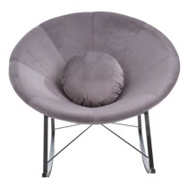 Artos Velvet Rocking Chair With Black Metal Legs In Grey