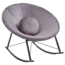 Artos Velvet Rocking Chair With Black Metal Legs In Grey