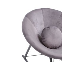 Artos Velvet Rocking Chair With Black Metal Legs In Grey