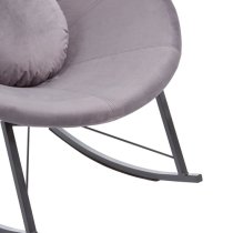 Artos Velvet Rocking Chair With Black Metal Legs In Grey