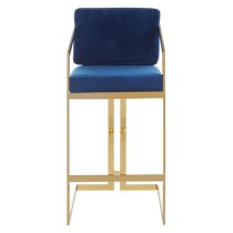 Azaltro Blue Velvet Bar Chair With Gold Steel Frame