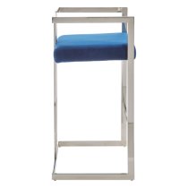 Azaltro Blue Velvet Bar Stool With Silver Steel Frame