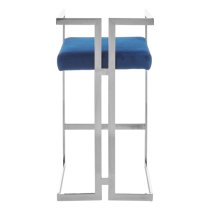 Azaltro Blue Velvet Bar Stool With Silver Steel Frame