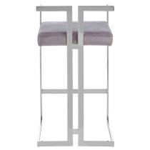 Azaltro Velvet Bar Stool In Grey With Silver Metalframe