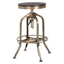 Dschubba Brass Steel Bar Stool With Ash Wooden Seat