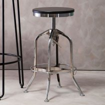 Dschubba Chrome Steel Bar Stool With Ash Wooden Seat