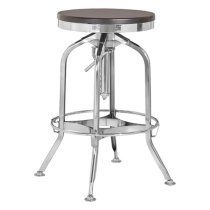 Dschubba Chrome Steel Bar Stool With Ash Wooden Seat