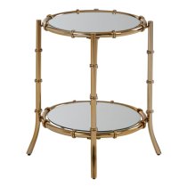 Kensick Round Mirrored Glass Side Table With Gold Frame