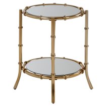 Kensick Round Mirrored Glass Side Table With Gold Frame