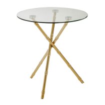 Kensick Round Clear Glass Side Table With Gold Knop Legs