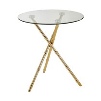 Kensick Round Clear Glass Side Table With Gold Knop Legs