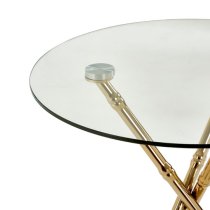 Kensick Round Clear Glass Side Table With Gold Knop Legs