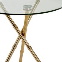 Kensick Round Clear Glass Side Table With Gold Knop Legs