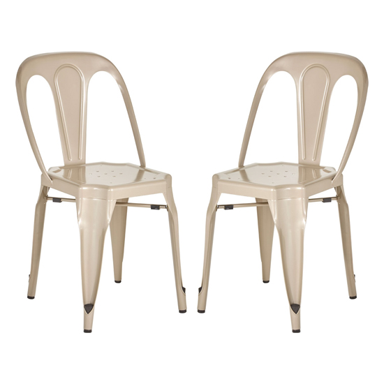 Dschubba Champagne Metal Dining Chairs In A Pair