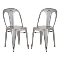 Dschubba Grey Metal Dining Chairs In A Pair