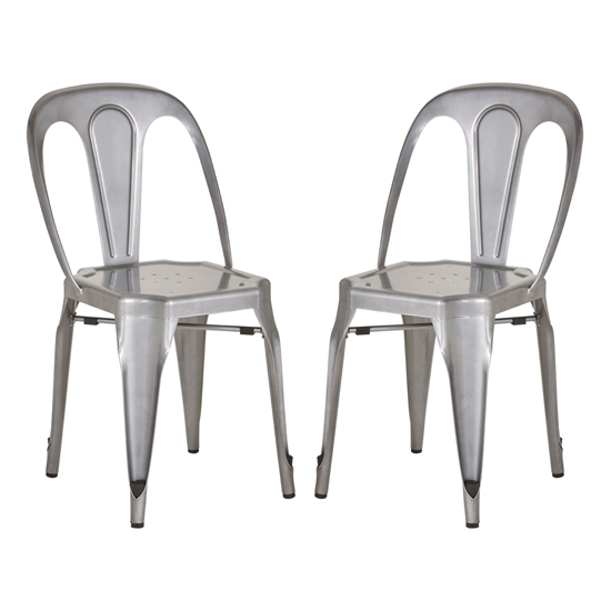 Dschubba Grey Metal Dining Chairs In A Pair