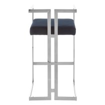 Azaltro Black Velvet Bar Stools With Silver Metalframe In Pair