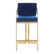 Azaltro Blue Velvet Bar Stools With Gold Metalframe In Pair