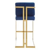 Azaltro Blue Velvet Bar Stools With Gold Metalframe In Pair