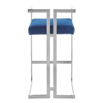 Azaltro Blue Velvet Bar Stools With Silver Metalframe In Pair