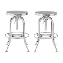 Dschubba Silver Steel Adjustable Stools In A Pair