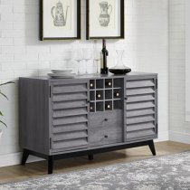 Vega Wooden Drinks Serving Trolley With 2 Doors In Grey Oak