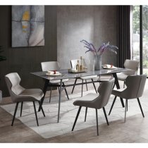 Ancha Dining Chair In Stone And Dark Grey