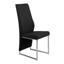 Crystal PU Dining Chair In Black With Chrome Legs