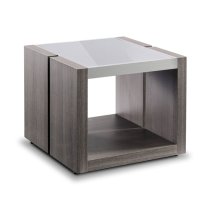 Europa Glass End Table With Smokey Grey Base