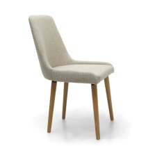 Chioa Natural Fabric Dining Chairs With Oak Legs In Pair