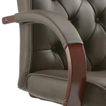 Chesterfield Leather Office Chair In Brown With Arms