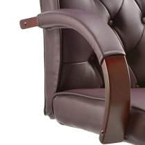 Chesterfield Leather Office Chair In Burgundy With Arms