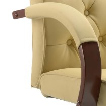 Chesterfield Leather Office Chair In Cream With Arms