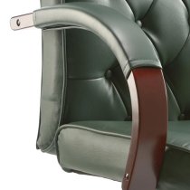 Chesterfield Leather Office Chair In Green With Arms