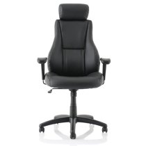 Winsor Leather Office Chair In Black With Headrest