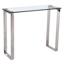 Callison Clear Glass Console Table With Stainless Steel Legs