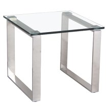 Callison Clear Glass Lamp Table With Stainless Steel Legs