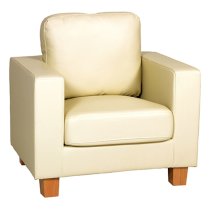 Caridad PU Leather 1 Seater Sofa In Cream