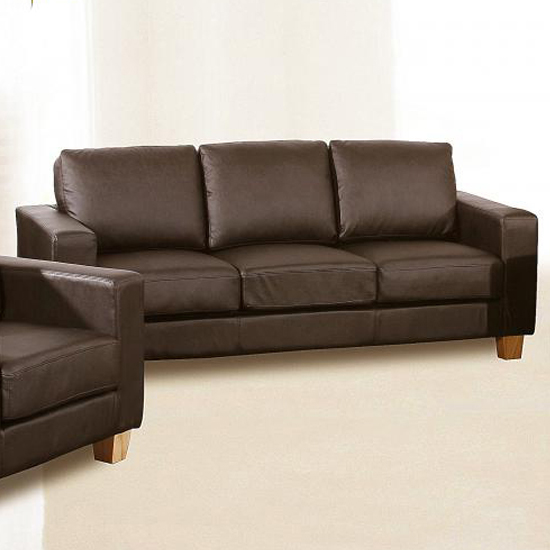 Caridad PU Leather 3 Seater Sofa In Brown