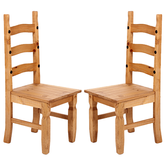 Carlen Light Pine Wooden Dining Chairs In Pair