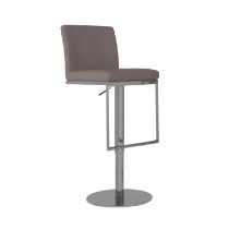 Eccles Taupe Leather Bar Stools With Chrome Base In Pair