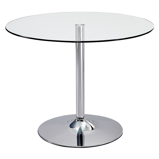 Eastleigh Clear Glass Round Dining Table In Chrome Base