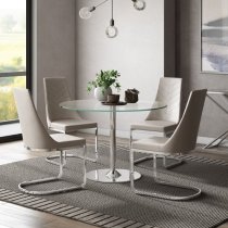 Eastleigh Clear Glass Round Dining Table In Chrome Base