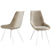 Laceby Mink Fabric Dining Chairs With Chrome Legs In Pair